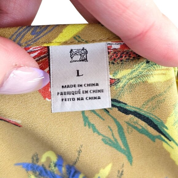 Scotch & Soda Tropical Palm Tree Short Sleeve Blouse Sz L - Picture 8 of 10